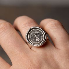 Pyrrha Music Unites Us Talisman Ring Antique Wax, Sterling Silver Rings Bands, Living Things, Wide Band Rings, Sustainable Jewelry, Silver Band Ring, Ring Sizer, String Instruments, Signature Collection