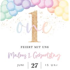 the first birthday party poster for one year old