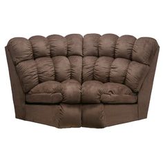 a brown couch sitting on top of a white background