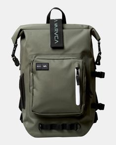 The RVCA Weld Backpack features durable, water-repellent fabric to keep your belongings safe and dry. Built with two zippered side compartments, an internal organizer, water bottle pocket and fleece-lined sunglasses pocket, this backpack is topped with adjustable shoulder straps and padded torso support for added comfort. Men’s Leather Backpack, Functional Waterproof Hiking Backpack, Functional Waterproof Backpack For Hiking, Practical Waterproof Backpack For Adventure, Functional Waterproof Backpack For Outdoor Activities, Waterproof Functional Backpack For Outdoor Activities, Sporty Waterproof Bags For Adventure, Durable Camping Backpack With Functional Pockets, Waterproof Backpack For Camping