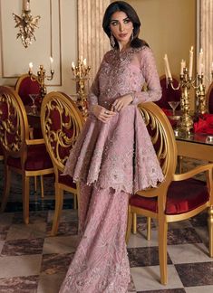 Penthia Embroidered Pakistani Palazzo Suit Net Gown, Pakistani Designer Suits, Frock Dress, Frock Design, White Embroidery, Pakistani Fashion