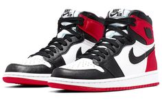 The Wmns Air Jordan 1 Retro High 'Satin Black Toe' comes in one of the most popular colorways for Michael Jordan's first signature sneaker. Released in August 2019, this women's shoe is decorated in black, white and Varsity Red with an upper that's constructed of leather and satin. The Wings logo is made of metal and the Nike Swoosh appears in black, while a white midsole and red outsole with a pivot point tread pattern complete the design. SKU: CD0461-016 Release Date: 17 Aug 2019 Color: Black/ Air Jordan 1 Mid Black, Air Jordan 1 Mid Gs, Wmns Air Jordan 1, Jordan 1 Black, Jordan Retro 1, Womens Air Jordans, Adidas Spezial, Air Jordan Retro, Jordan 1 High Og