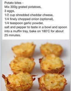 the recipe for potato bites is shown in two different languages