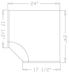 a drawing of the corner section of a wall with measurements for each side and top