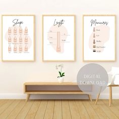 #naildecor #nailart #nailtechnician #wallartdecor #wallartposter #etsysmallbusiness #manicure #nailshapes Nail Printable, Nail Poster, Tech Decor, Dream Spa, Nail Salon Interior, Kindergarten Wallpaper, Salon Wall Art, Nail Salon Decor