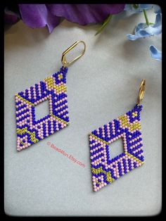 Art Deco Inspired Geometric Open Diamond Shape Beaded Earrings Unique Jewelry Gift Ideas High Fashion Appeal Accessories Bead4fun - Etsy Diamond Shape Beaded Earrings, Bohemian Geometric Beaded Earrings As Gift, Geometric Gold Beaded Earrings, Gold Beaded Geometric Earrings, Bohemian Geometric Beaded Earrings, Jewelry Gift Ideas, Unique Jewelry Gifts, Earrings Unique, Art Deco Inspired