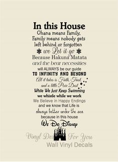 the quote in this house is written on a white background with black lettering and an image of