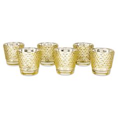 set of six gold glass tumblers