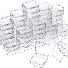 a stack of clear plastic containers with lids