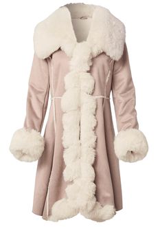 Faux-Suede-And-Fur Coat,Mock-Neck Seamless Top,Skinny Jeans,Lace-Up Tall Boots,Layered Coin Detail Choker