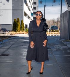 Black Waist Binding Long Sleeve Dress - Marcy Boutique trendy,chic,elegant,classy,african Dress With Long Sleeves, New Season, Sleeve Dress, Dress Length, Binding, Wrap Dress, Dresses For Work, Dresses With Sleeves, Shirt Dress