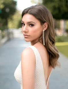 Bridal hairstyle and makeup | makeup, bridal makeup, wedding makeup, hairstyle, bridal hairstyle Bridal Earrings Silver, Earrings Long Silver, College Hairstyles, Long Statement Earrings, High Ponytail Hairstyles, Bridesmaid Hair Long, Bridesmaids Hair, Long Silver Earrings