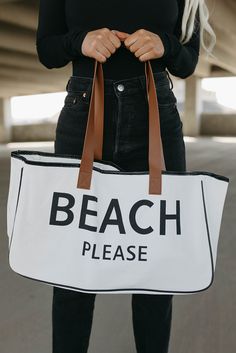 Elevate your beach day or summer outing with the "BEACH PLEASE" Large Canvas Tote Bag, a blend of style, functionality, and playful charm. Crafted from premium canvas material, this tote bag promises durability and resilience, ensuring it remains a staple in your summer wardrobe for years to come. The trendy "BEACH PLEASE" print adds a lighthearted and fashionable touch to your look, making it the perfect accessory for those sunny days by the sea or casual strolls in the city. With generous dime Trendy Canvas Vacation Bag, Trendy Beach Canvas Tote Bag, Summer Travel Beach Bag In Canvas, Trendy Canvas Tote Beach Bag, Summer Beach Bag Made Of Canvas, Trendy Canvas Beach Bag For Beach Season, Trendy Canvas Beach Bag For Summer, Summer Canvas Tote Bag For Beach Season, Trendy Canvas Beach Bag For Everyday Use