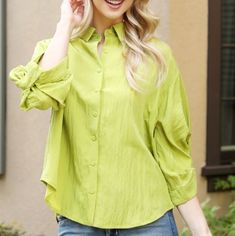 You Have To Add This To Your Wardrobe Chic Relaxed Fit Shirt For Brunch, Spring Trendy Solid Color Shirt, Trendy Solid Color Shirt For Spring, Trendy Spring Shirt For Brunch, Relaxed Fit Shirt For Spring Brunch, Elegant Green Shirt For Spring, Elegant Green Spring Shirt, Collared Shirt For Spring Brunch, Spring Brunch Collared Shirt