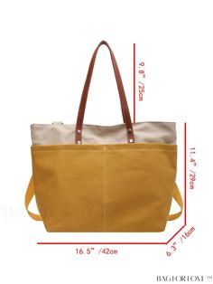 BagForLove - Versatile Two-Tone Shoulder Tote: Ideal for Students From School to College, Convenient for Outdoors and Travel Product Description Color Multicolor Strap Type Double Handle Bag Size Large Style Preppy Closure Type Zipper Material Fabric Composition 100% Linen Size Chart INCH CM Bag Length Bag Width Bag Height Handle Height Strap Length 16.5 inch 6.3 inch 11.4 inch 9.8 inch 39.4 inch Bag Length Bag Width Bag Height Handle Height Strap Length 42 cm 16 cm 29 cm 25 cm 100 cm Details Pi Yellow Summer Shoulder Bag With Pockets, Casual Yellow Canvas Bag For Everyday Use, Casual Yellow Canvas Bag With Adjustable Strap, Yellow Canvas Bag With Large Capacity For Daily Use, Casual Large Capacity Yellow Canvas Bag, Summer Yellow Canvas Shoulder Bag, Trendy Yellow Canvas Bag For Daily Use, Style Preppy, Handle Bag