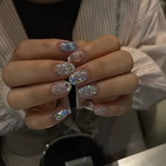 Sparkly Square Nails, Sequin Nails, Gel Nail Designs, Funky Nails, Nail It, Nails Done