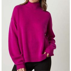 Beautiful, Very Soft Mock Neck Sweater From Worthington! Size Small, New With Tags. Stunning Magenta Color. Tons Of Stretch! Flat Measurements: Armpit To Armpit...22" Top Of Shoulder To Hem...21.5" Shoulder Seam To Cuff...19.5" Womens Black Sweater, White Turtleneck Sweater, Mock Turtleneck Sweater, Ribbed Turtleneck Sweater, White Turtleneck, Sweater Trends, Raspberry Pink