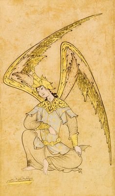 a drawing of an angel sitting on the ground