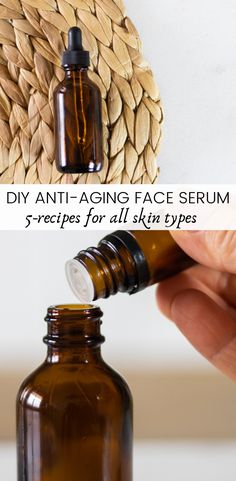 5 anti-aging serum recipes for all skin types. Perfect for reducing wrinkles and fine lines. Made with fractionated coconut oil and essential oils. Face Serum Recipe, Mascara Hacks, Haut Routine, Lotion For Oily Skin, Tips For Oily Skin, Anti Aging Face Serum, Diy Anti Aging, Eye Skin Care