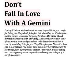 an advertisement with the words don't fall in love with a gemini