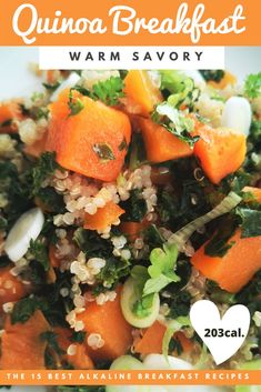 quinoa breakfast warm savory with kale and carrots