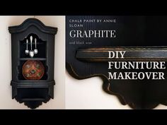 an old black wall shelf with earring holders on it and the words graphite diy furniture makeover