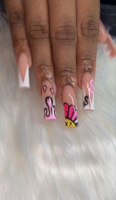 Nails Kaws, Baddie Short Acrylic Nails, Plain Acrylic Nails, White Tip Acrylic Nails, Baddie Nails