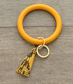 Snake Skin Tassel Bangle Keychain Silicone bangle Detachable charm Lead & nickel compliant Bangle Key Chain, Bangle Keychain, Snake Skin, Mustard, Tassels, Bangles, Personalized Items, Skin