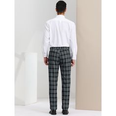 These stylish plaid-pattern-design dress pants deliver a modern business style for you. Made of the soft fabric, the dress pants bring you a good wearing experience. With the zip-fly closure and elastic waist, the plaid pants are easy for you to wear or take off. You can pair the dress pants with your shirts, T-shirts, polo shirts, or blazers for a smart casual style. Classic Plaid Business Casual Pants, Classic Plaid Pants For Business Casual, Elegant Plaid Pants For Business, Elegant Plaid Bottoms For Business, Plaid Business Pants With Welt Pockets, Formal Plaid Trousers, Classic Plaid Pants For Office, Plaid Pants With Welt Pockets For Business, Tailored Plaid Pants For Formal Occasions