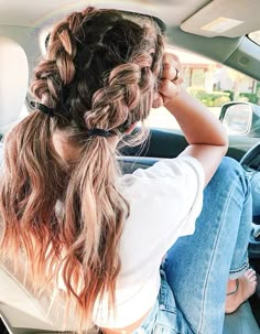 Two Braided Hairstyles, Vsco Hair, Unique Girls, Mode Tips, Sports Hairstyles, Hair Stylies, Summer Hair Color For Brunettes, Hair Up Styles, Vsco Girl