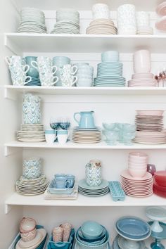 the shelves are full of dishes and plates with text overlay that reads how to organize a dish collection