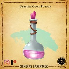 a bottle with a pink substance in it and the caption crystal core potton