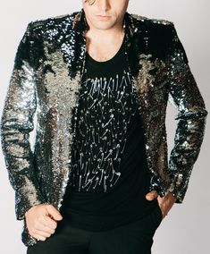 Gala Attire, Metallic Fashion, Glam Punk, Toms Style, Drag King, Stage Costume, Sequin Jacket, Color Tones, Rock Shirts