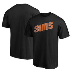 Your steadfast Phoenix Suns loyalty is something you're always eager to show off. Your pride will be unmistakable when you head out on game day rocking this charismatic Alternate Wordmark T-shirt from Fanatics Branded. It's decked out with high-quality Phoenix Suns graphics, for a look that will make any fan proud to sport when they take the court on game day! Brand: Fanatics Branded Crew neck Imported Machine wash, tumble dry low Material: 100% Cotton Officially licensed Screen print graphics S Black Moisture-wicking Fan Apparel T-shirt, Black Fan Gear T-shirt With Text Print, Black T-shirt With Text Print For Fans, Black Moisture-wicking T-shirt For Fan Gear, Black Short Sleeve T-shirt For Fan Gear, Black Short Sleeve T-shirt For Fans, Black Shirt With Letter Print For Fans, Black Shirt With Text Print For Sports Events, Black Text Print Shirt For Sports Events