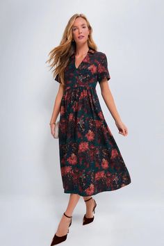 Persimmon Floral Jacquard Adelaide Dress | Tuckernuck Tuckernuck Dress, Dark Floral Dress, Moody Florals, Classic Dresses, Gift Bundle, Fall Denim, Cocktail Parties, Evening Cocktail, Floral Jacquard