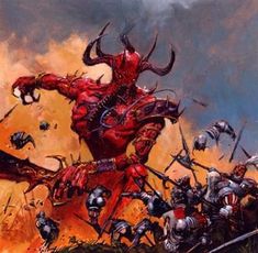 Príncipe Demonio arrasando Imperio por Adrian Smith Warhammer Chaos, Chaos Daemons, Rpg Ideas, Fantasy Stuff, The Plague, Warhammer 40k Art, Mythical Beast