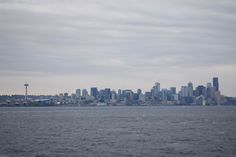 a large body of water with a city in the background