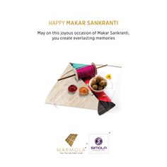 the advertisement for makar sanki is displayed on a white background with colorful items