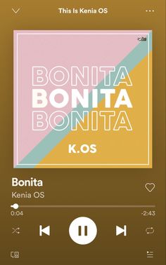 an audio player with the text bonita bonita kos on it's screen