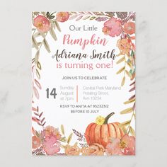 an autumn birthday party with flowers and pumpkins