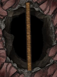 a hole in the ground with a wooden stick sticking out of it's center