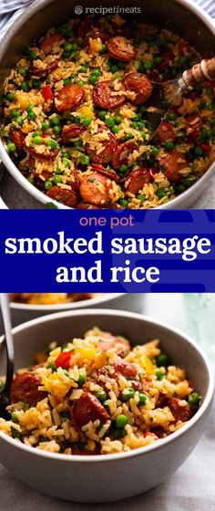 one pot smoked sausage and rice is the perfect meal to make for an easy weeknight dinner