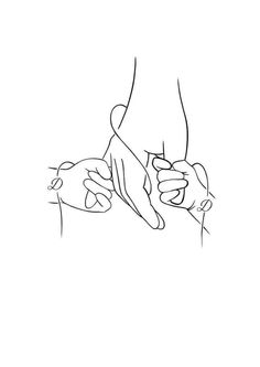 a drawing of two hands holding something in one hand and another hand reaching for the other