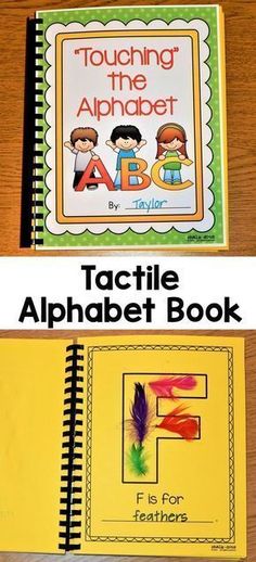 two books with pictures of children's alphabets on them and the title touching the alphabet abc