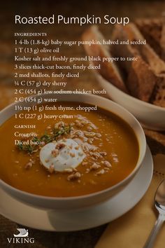 the recipe for roasted pumpkin soup is shown