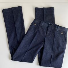 Gap Denim Slacks. Size 2 Long, 84% Cotton - 16% Elasterell. 35” Inseam. Dark Wash And Professional Enough For Work. Jeans Are A Great Option For Business Casual. Flat Front With Slanted Side Hip Pockets And Button Detail. Zip Front Closure With Hook And Inner Button. Brand New Without Tags. Fitted Jeans With Pockets For Business Casual, Classic Medium Wash Fitted Pants, Fitted Classic Medium Wash Pants, Classic Fitted Medium Wash Pants, Gap Workwear Pants With Welt Pockets, Gap Pants With Welt Pockets For Workwear, Fitted Gap Jeans With Five Pockets, Fitted Denim Pants With Welt Pockets, Fitted Denim Blue Bottoms For Business Casual