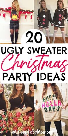 Ugly Sweater Christmas Party Ideas, Diy Ugly Christmas Sweater Ideas, Easy Ugly Christmas Sweater, Ugly Sweater Outfits, Ugly Christmas Sweater Diy Funny, Ugly Christmas Sweater Ideas, Ugly Christmas Sweater Dress, Ugly Christmas Sweater Outfit