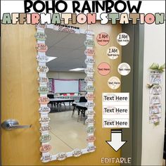 this is an image of a classroom door decorated with stickers