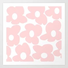 a pink and white flower pattern on a paper sheet art print by designbyte