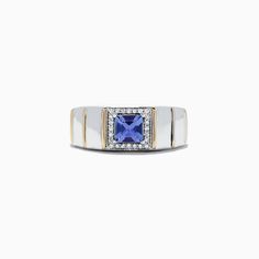 Effy Men's Sterling Silver & 14K Yellow Gold Tanzanite and Diamond Ring, 1.18 TCW Tanzanite And Diamond Ring, Tanzanite Diamond Ring, Ring Men, Tanzanite Ring, Effy Jewelry, Yellow Stone, Sterling Silver Mens, Gold Yellow, Sapphire Ring